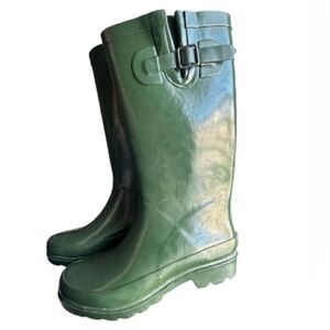Sugar Army Green Rain Boots Women’s Size 6.